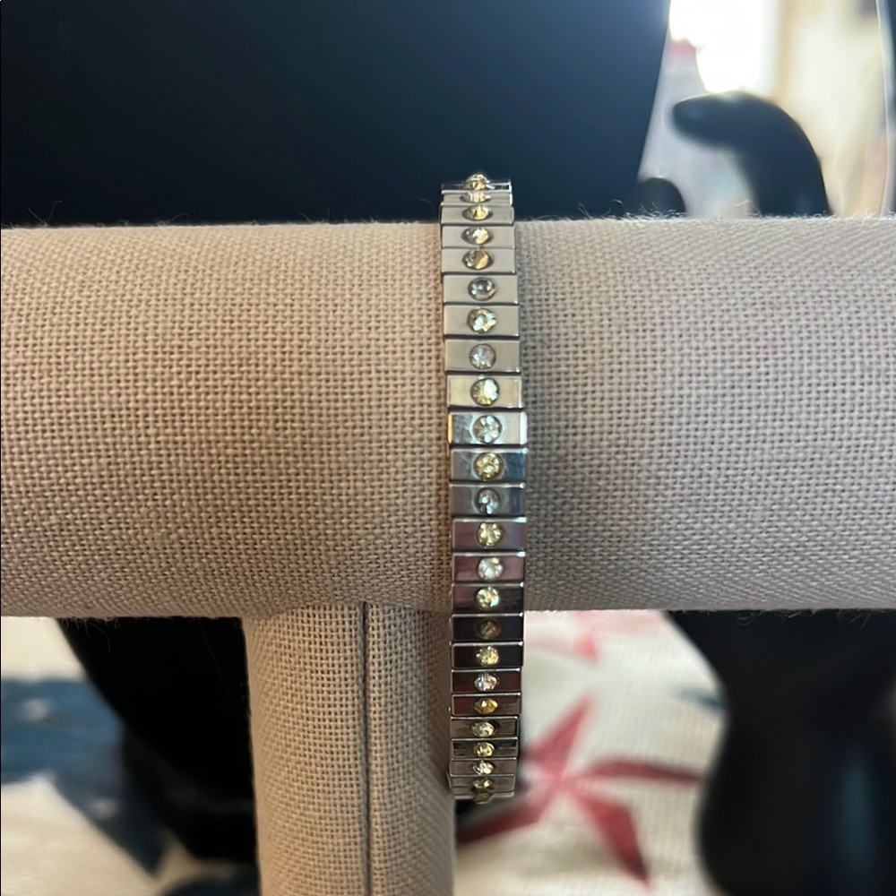 Silver Tennis Bracelet with Sparkling Crystals